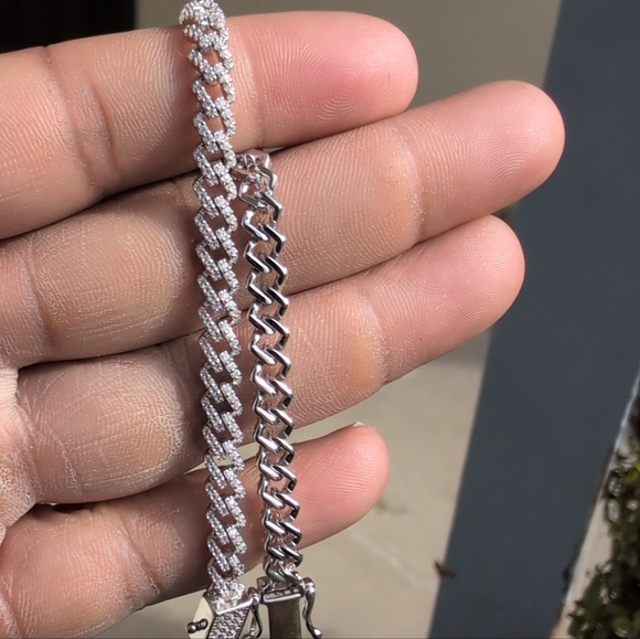 Rhodium Finish 925 Sterling Silver 5.5mm CZ Encrusted Monaco Bracelet 7" - Picture 5 of 5